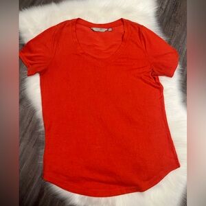 Athleta | Red/Orange V-Neck Short Sleeve Tee, S